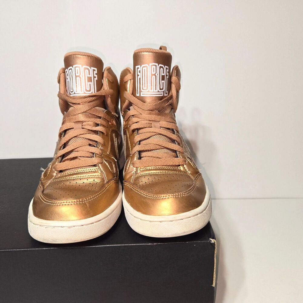 Nike Son of Force Mid Sneakers Metallic Bronze White Women's Size 7.5 Rose Gold - Picture 3 of 8